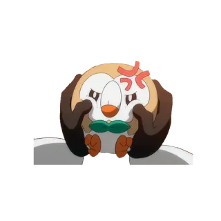 😡 56d42afa Rowlet покемон, rowlet, злой, милый, мультфильм whatsapp sticker
