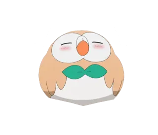 ☺️ 95497204 Rowlet Pokemon Покемон, Роулет, сова, милый, сонный whatsapp sticker