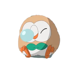 😪 c99ea31f Rowlet Pokemon Роулет, Покемон, сова, пузырь, милый, мультфильм, аниме whatsapp sticker