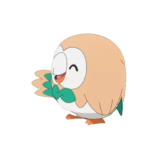 😃 cffa10b5 Rowlet Pokemon покемон, сова, милый, персонаж, мультфильм, животное whatsapp sticker