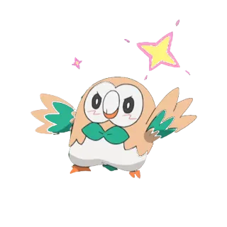 😙 dda4e2f0 Rowlet Pokemon покемон, сова, милый, аниме, птица, rowlet whatsapp sticker