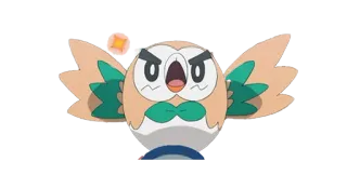 😈 f345f418 Rowlet Pokemon покемон, rowlet, сова, милый, злой whatsapp sticker
