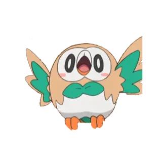 ☺️ f3a5c133 Rowlet Pokemon покемон, сова, птица, милый, роулет, мультфильм whatsapp sticker