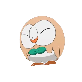 🙂 fb1b5503 Rowlet Pokemon покемон, rowlet, милый, сова, мультфильм, наклейка whatsapp sticker