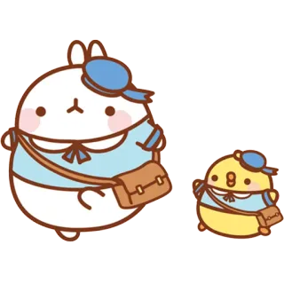🎓 300e53eb molang, piu piu, うさぎ, ひよこ, かわいい, カワイイ telegram sticker