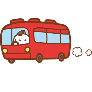 🚌 7e6f6ed5 モラン, ピピ, ウサギ, バス, 赤, アニメ, かわいい telegram sticker