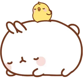 😴 ee218cc6 可愛い, ウサギ, うさぎ, ひよこ, 睡眠, 動物 telegram sticker