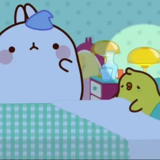 🌟 5e191d9e Мультфильм, Милый, Животное, Грустный, Кровать, Сонный telegram sticker