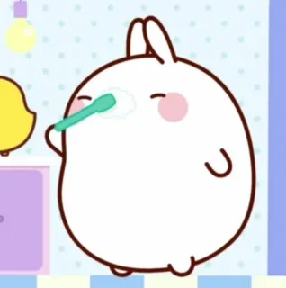 🌟 6dd1bdb3 Мультфильм, Кролик, Животное, Милый, Зубная щётка, Чистый telegram sticker