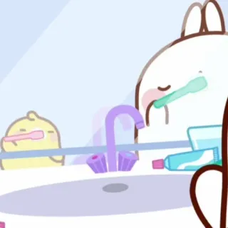 🌟 7fe1d468 кролик, утка, раковина, зубная щетка, ванная, милый, мультфильм, уборка telegram sticker