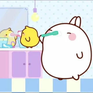 🌟 888e6a77 Molang милый, каваий, зайчик, животные, мультфильм, уборка telegram sticker