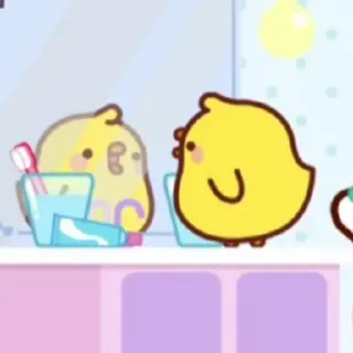 🌟 b0a3b638 курицы, ванная комната, зубная щетка, мультфильм telegram sticker