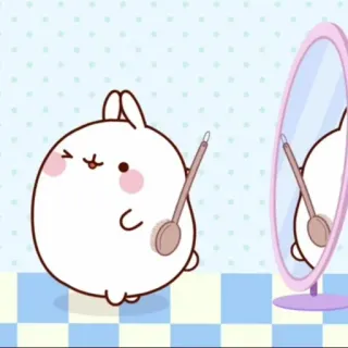 🌟 b83f7fef Molang кролик, мультфильм, милый, зеркало, Моланг telegram sticker