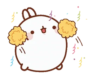 🎉 342b8553 かわいい, 可愛い, ウサギ, 漫画, チアリーダー, ポンポン telegram sticker