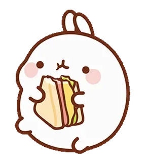 🍔 7642e97a Molang モラン, ウサギ, 可愛い, サンドイッチ, 食べ物, アニメ telegram sticker