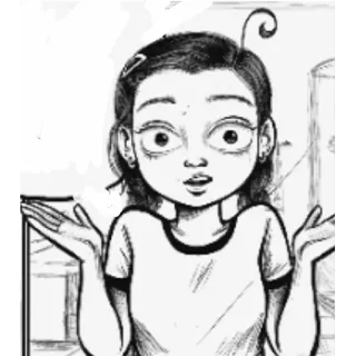 😐 39fe8322 Kartun, Gadis, Ilustrasi, Mengangkat bahu, Bertanya-tanya telegram sticker