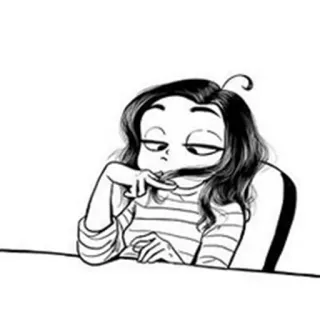 😒 3cd68049 kartun, wanita, gambar, bosan, melamun, rambut telegram sticker