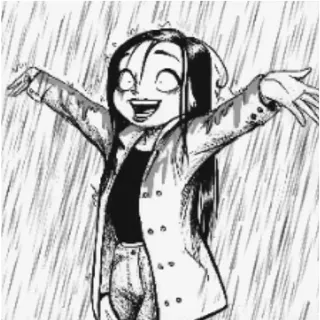 😃 5b1bfd26 hujan, anime, manga, bahagia, gadis, kebahagiaan telegram sticker