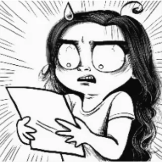 😱 e6c6cf55 kartun, emosi, terkejut, kejutan, kertas, wanita, khawatir telegram sticker