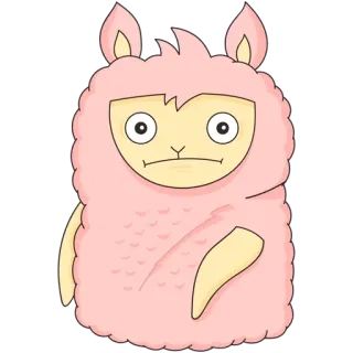 😐 828ee629 stiker, merah muda, monster, lucu, berbulu, kartun, llama, ala kartun telegram sticker