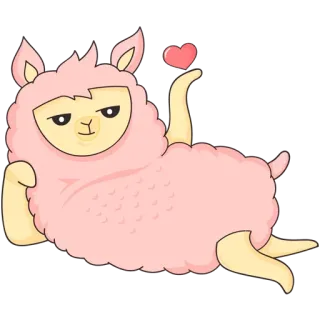 😏 83591428 llama, alpaka, merah muda, hewan, kartun, imut, hati telegram sticker