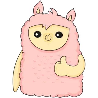 👍 87745fc3 llama, merah muda, kartun, binatang, jari tengah telegram sticker