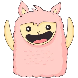 👻 9bb126ae llama, kartun, imut, merah muda, hewan, berbulu, lucu, monster telegram sticker