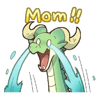 😭 171f35af Mom!! drago, piangere, cartone animato, mamma, emozionale, adesivo telegram sticker