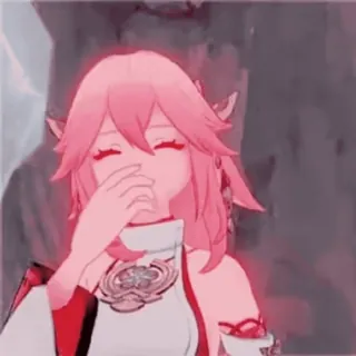 😂 21296f48 Yae Miko Genshin Impact อนิเมะ, ยาเอะ มิโกะ, เก็นชิน อิมแพ็ค, วิดีโอเกม, ไวฟุ telegram sticker