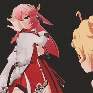 😏 ea83059f Yae Miko Genshin Impact อนิเมะ, วิดีโอเกม, Genshin Impact, Yae Miko, ตัวละคร, แฟนอาร์ต telegram sticker