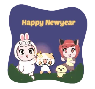 😁 425da88e Happy Newyear 新年, 卡通, 庆祝, 动物, 可爱 telegram sticker