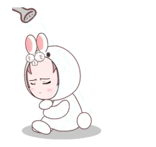 😔 5b647d6c 兔子, 可爱, 淋浴, 伤心, 坐着, 角色, 卡通 telegram sticker