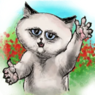 🤗 d09065cb 고양이, 동물, 만화, 인사, 손 흔드는, 행복한, 귀여운 telegram sticker