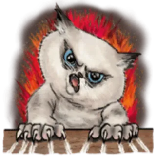 😡 dbdb4df9 고양이, 화난, 불꽃, 만화, 일러스트, 동물 telegram sticker