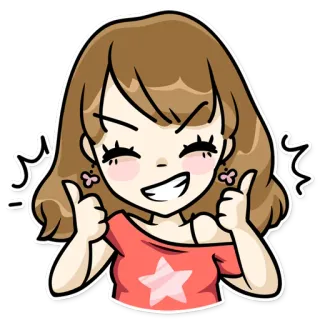 👍 3e176f19 만화, 소녀, 엄지 척, 행복한, 귀여운, 긍정적인, 친절한 telegram sticker