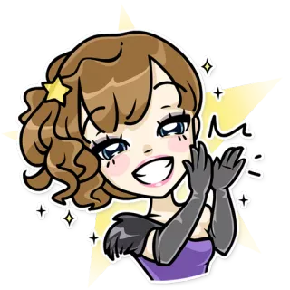 👏 536ccea7 만화, 여자, 별, 화려함, 애니메이션, 반짝임 telegram sticker