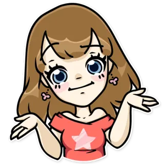 🤷‍♀ b5ab404b 만화, 소녀, 어깨 으쓱, 일러스트, 캐릭터, 혼란스러움, 표정 telegram sticker