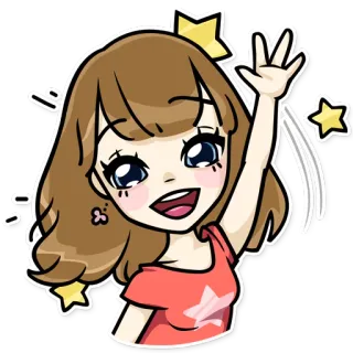 👋 ed648c1a 스티커, 만화, 소녀, 귀여운, 별, 손 흔드는 telegram sticker