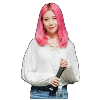 😊 4cca09d4 женщина, микрофон, розовые волосы, кореянка, певица whatsapp sticker