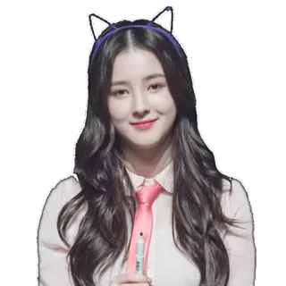 😊 782b485d Nancy человек, женщина, портрет, кошачьи уши, галстук whatsapp sticker