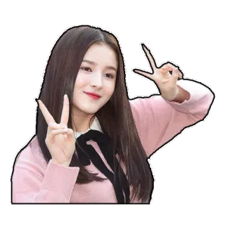 ✌️ b7b9d8e2 Nancy Jewel McDonie kpop, айдол, нэнси, знак мира, женщина, певица whatsapp sticker
