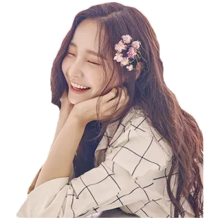 😆 ebb10d26 женщина, улыбка, цветы, волосы, портрет, счастливый whatsapp sticker