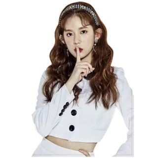 🤐 fa6c1de1 женщина, девушка, тише, тишина, секрет, повязка на голову, брюнетка, K-pop, айдол whatsapp sticker