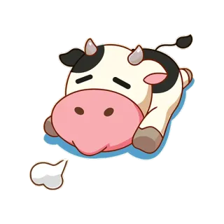 😪 0db48b2e sapi, hewan, lucu, kartun, mengantuk, tidur whatsapp sticker