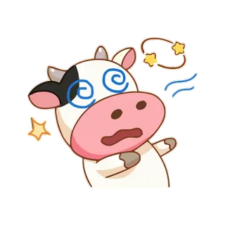 🤕 70b55273 sapi, pusing, bingung, kartun, hewan whatsapp sticker