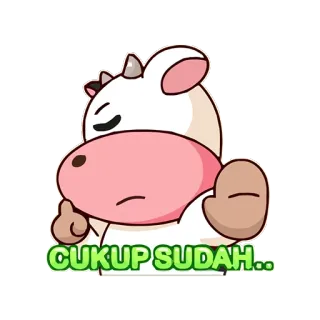 🖐 79b48452 CUKUP SUDAH.. Kartun, Binatang, Sapi, Berhenti, Cukup whatsapp sticker
