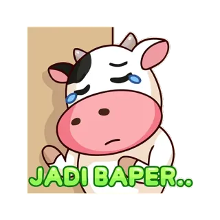 🤧 8efcd380 JADI BAPER... sapi, sedih, menangis, kartun, baper, hewan, stiker whatsapp sticker