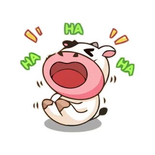 🤣 a68b0e3a HA sapi, binatang, kartun, lucu, tertawa whatsapp sticker