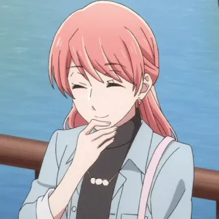 🎀 04c1fb7e anime, woman, pink hair, smiling, character telegram sticker