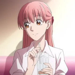 🎀 04d43424 anime, girl, drink, pink hair, portrait telegram sticker